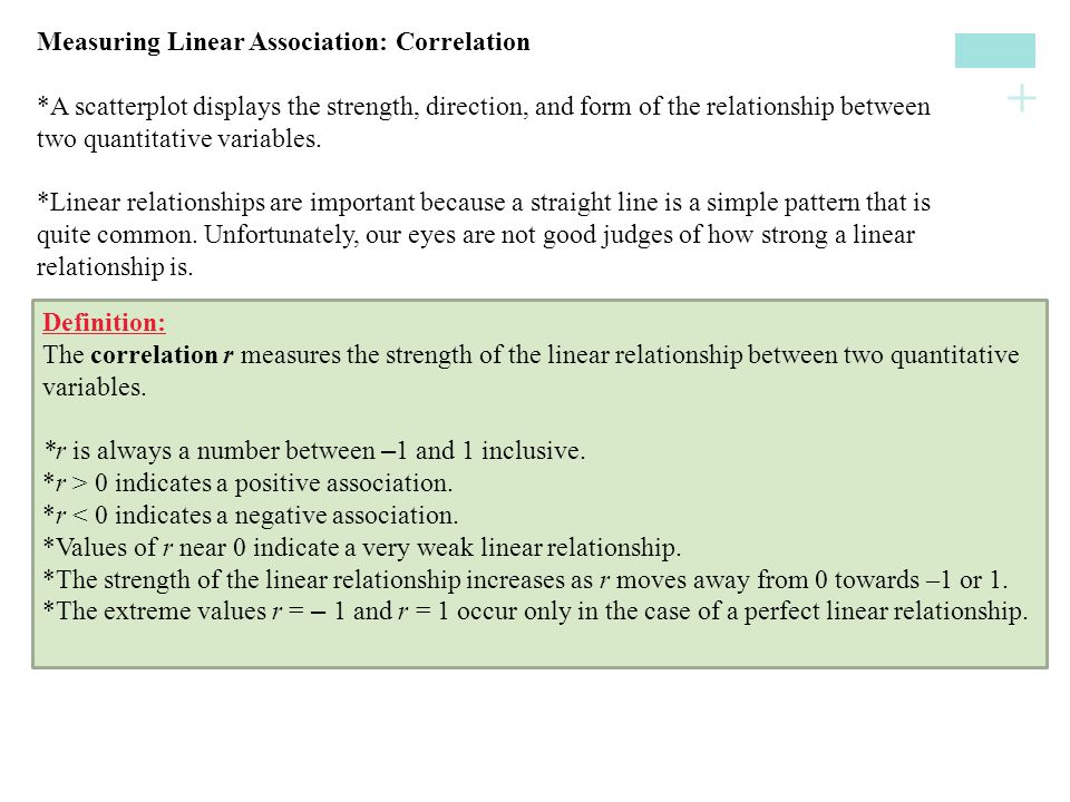Measuring Linear Association: Correlation