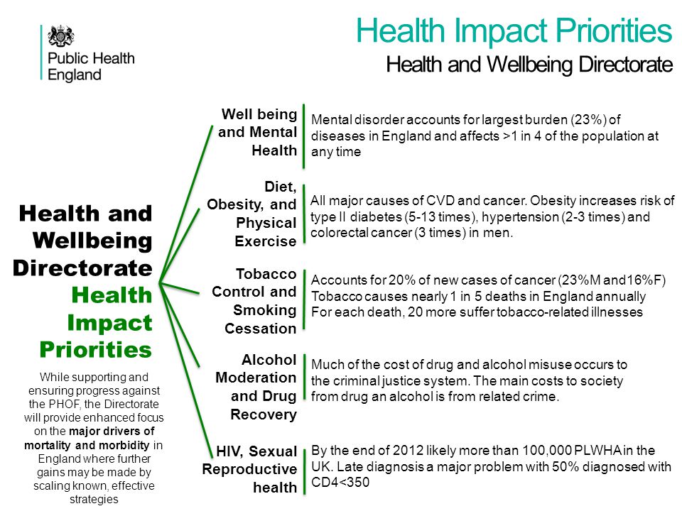 Health Impact Priorities Health and Wellbeing Directorate