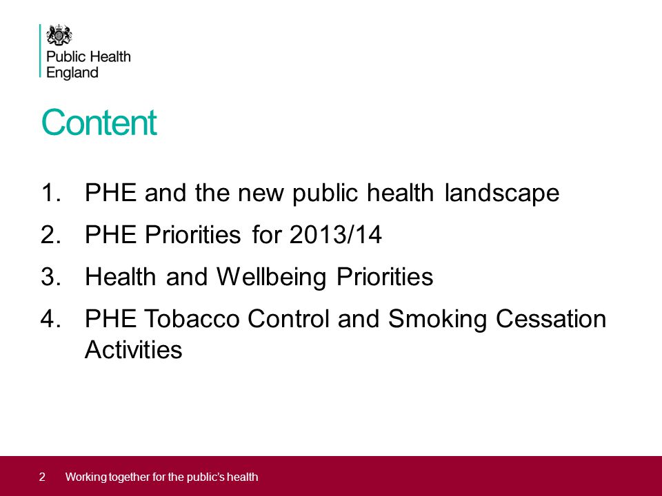 Content PHE and the new public health landscape