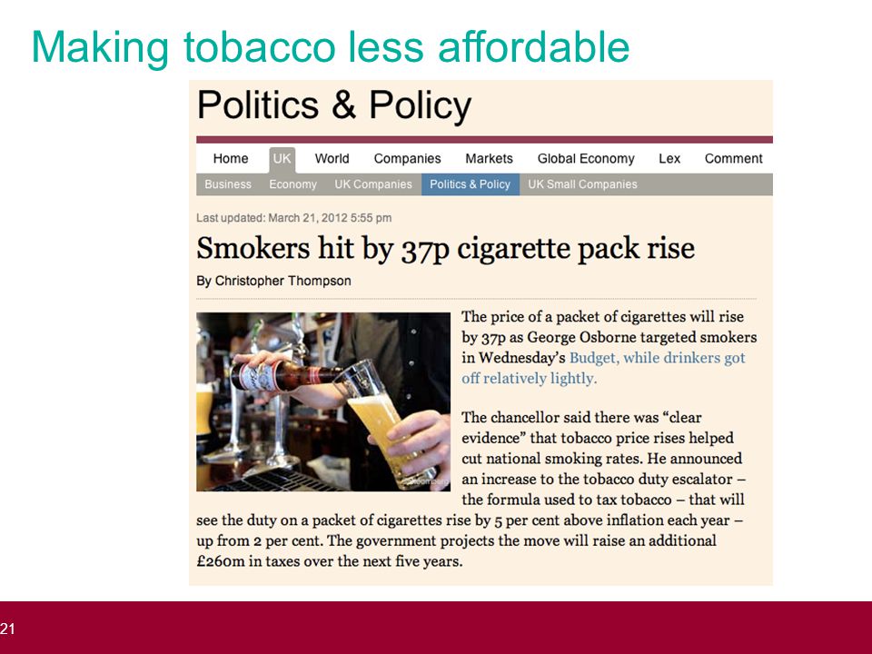 Making tobacco less affordable