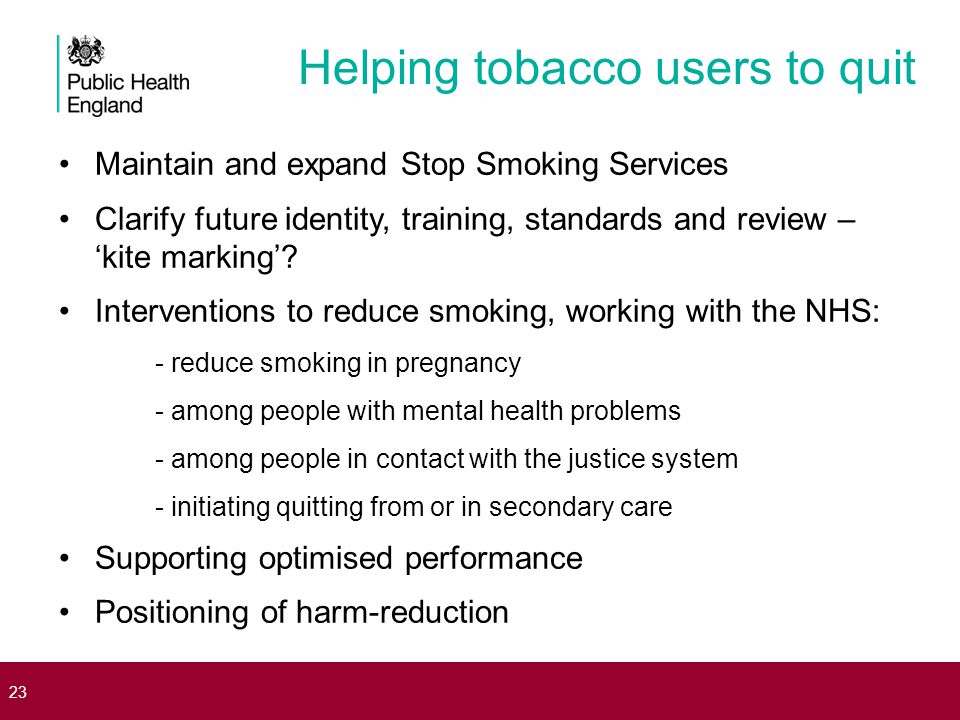 Helping tobacco users to quit