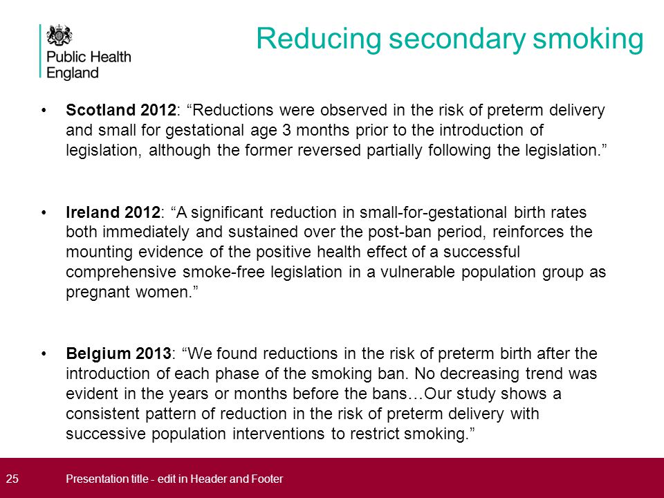 Reducing secondary smoking