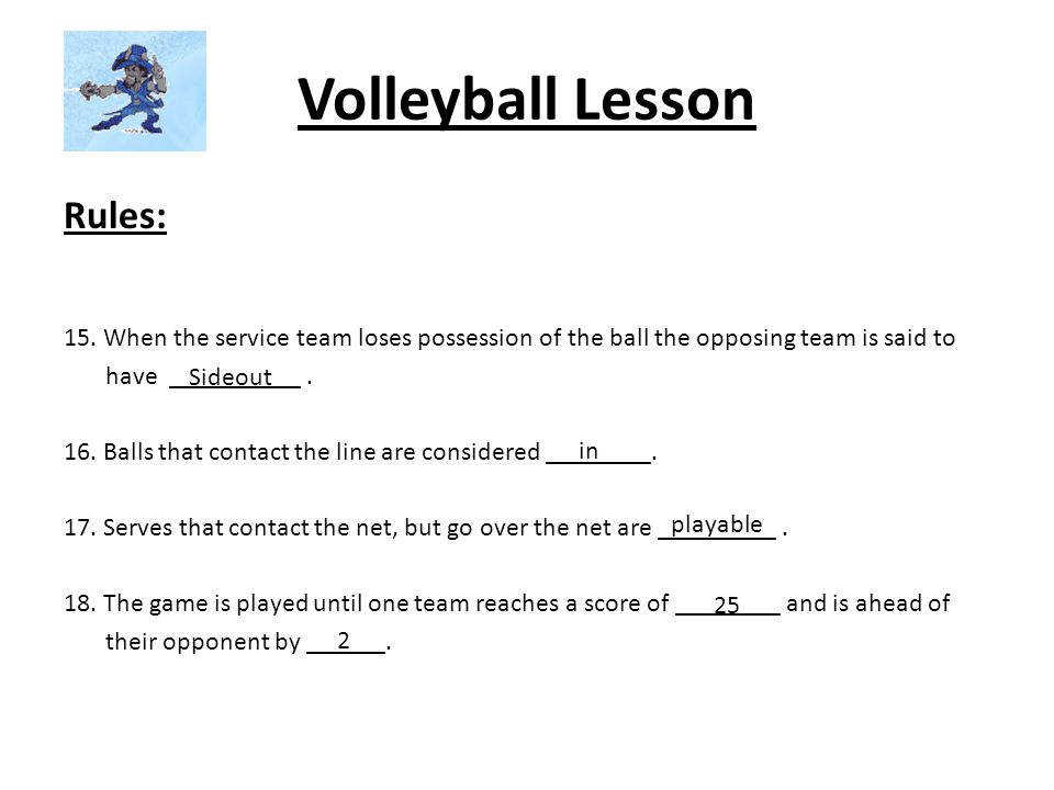 Volleyball Lesson Rules: