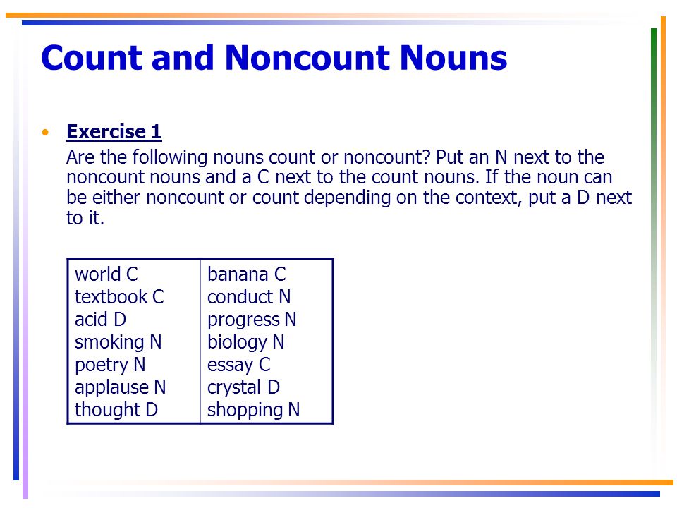 Count and Noncount Nouns