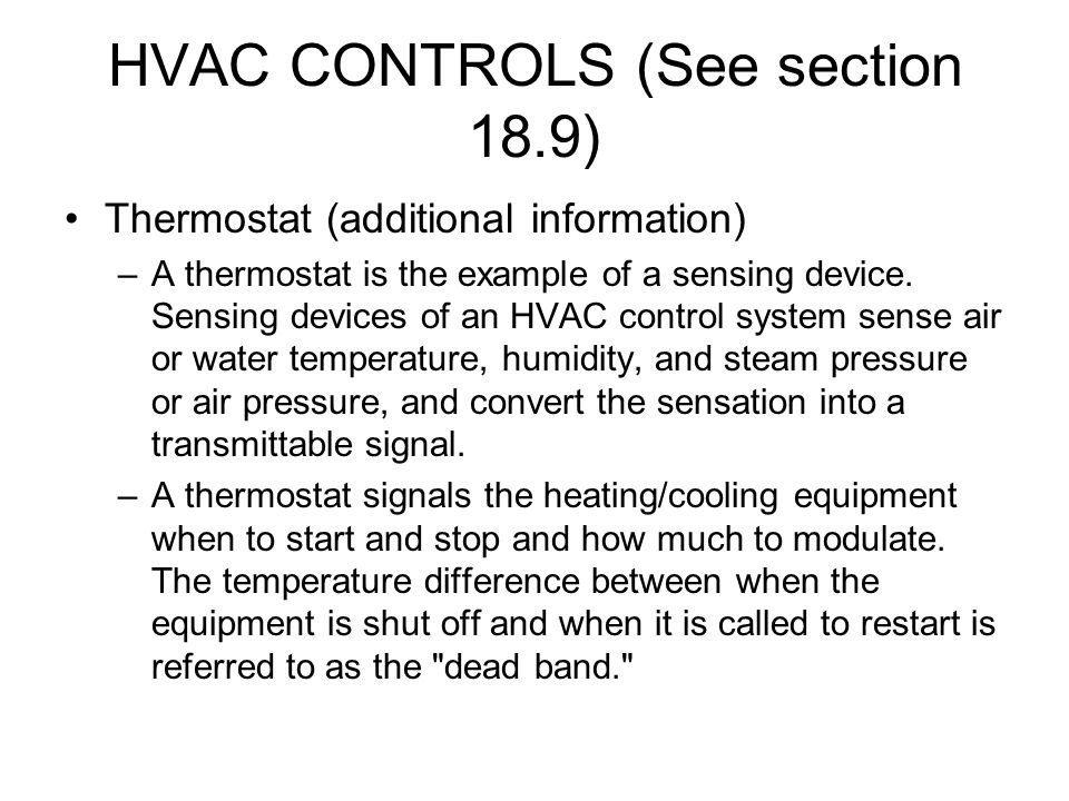 HVAC CONTROLS (See section 18.9)