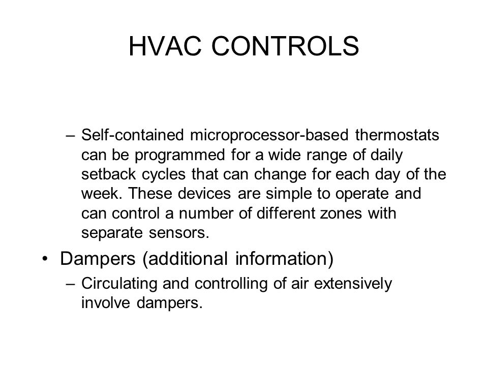 HVAC CONTROLS Dampers (additional information)