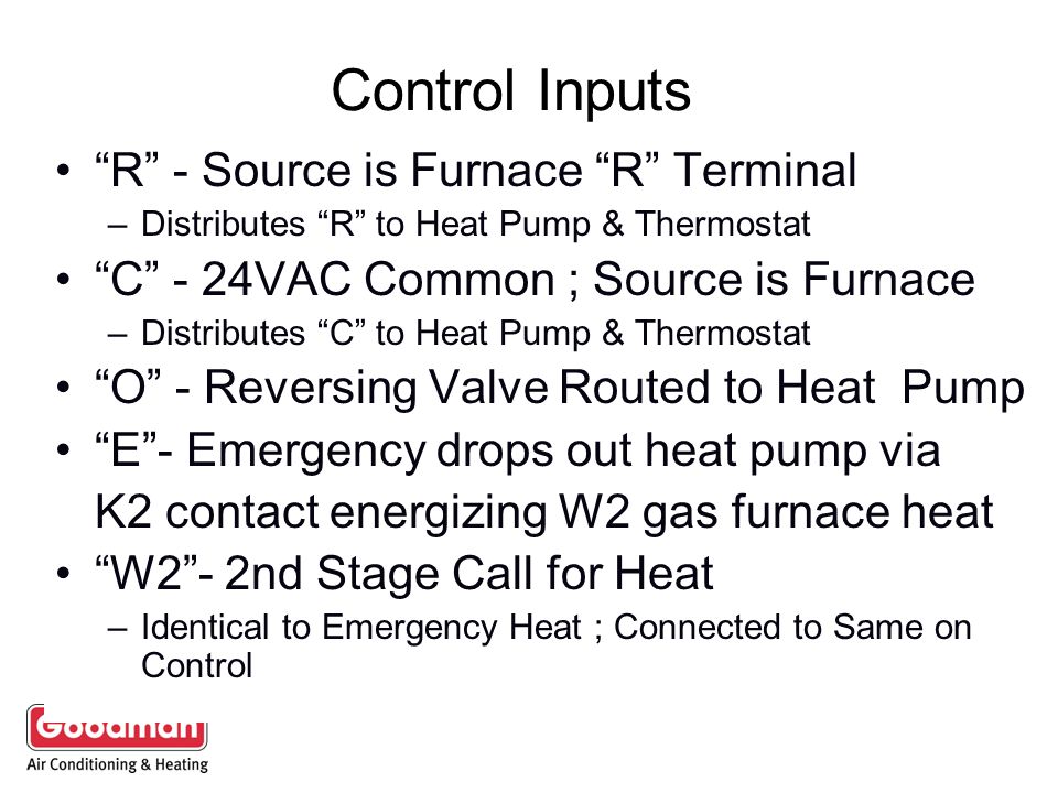 Control Inputs R - Source is Furnace R Terminal
