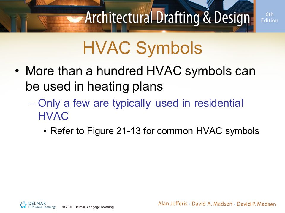 HVAC Symbols More than a hundred HVAC symbols can be used in heating plans. Only a few are typically used in residential HVAC.