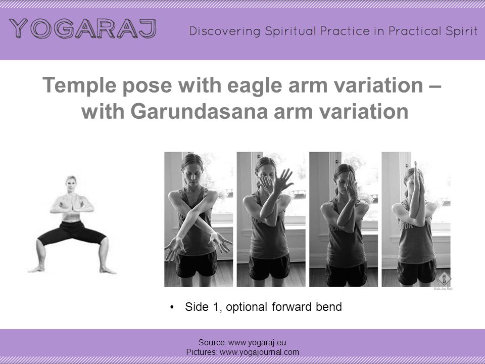 Temple pose with eagle arm variation – with Garundasana arm variation