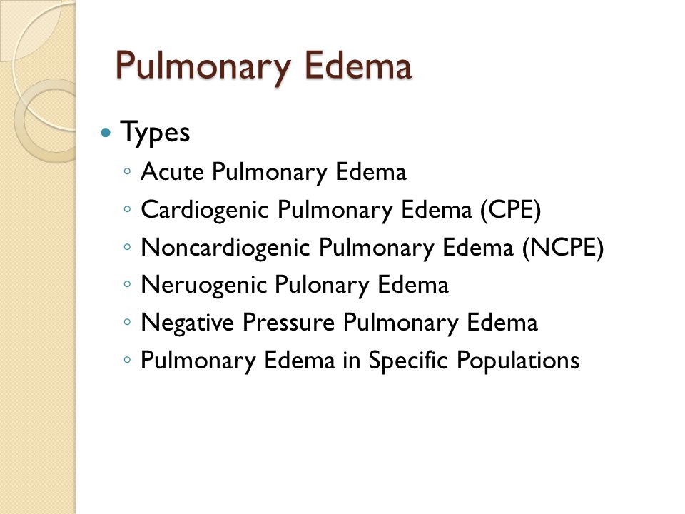 Pulmonary Edema Types Acute Pulmonary Edema