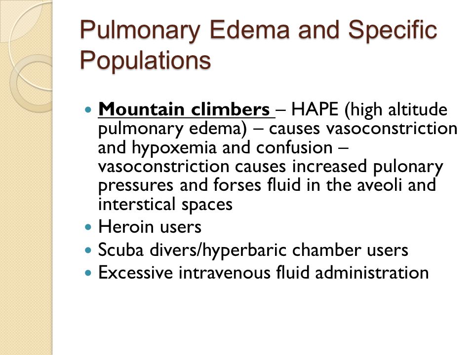 Pulmonary Edema and Specific Populations