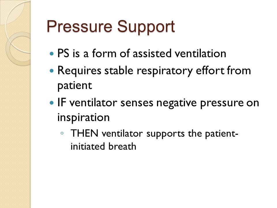Pressure Support PS is a form of assisted ventilation