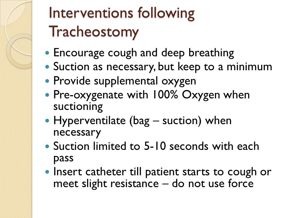 Interventions following Tracheostomy