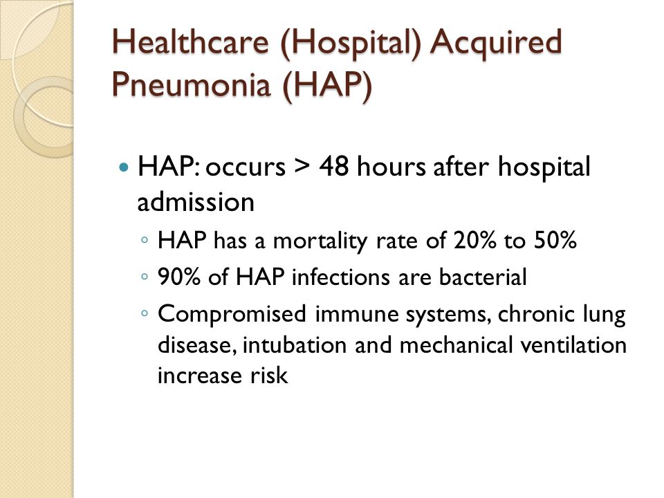 Healthcare (Hospital) Acquired Pneumonia (HAP)