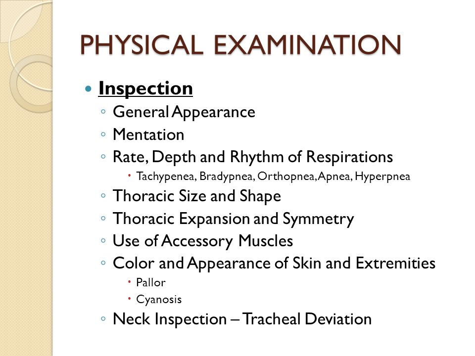 PHYSICAL EXAMINATION Inspection General Appearance Mentation