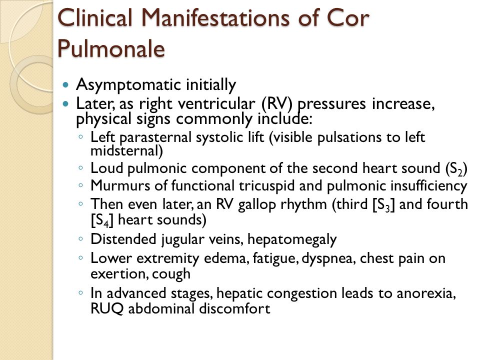 Clinical Manifestations of Cor Pulmonale