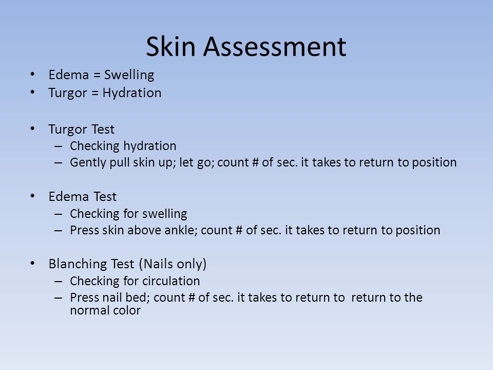 Skin Assessment Charting