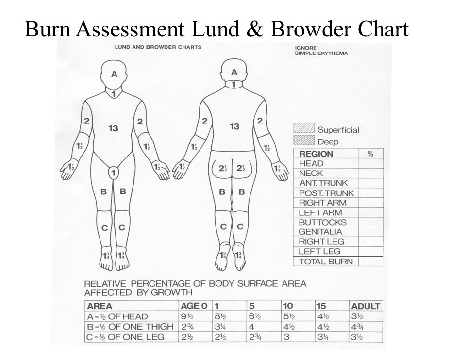 Burns Assessment Chart