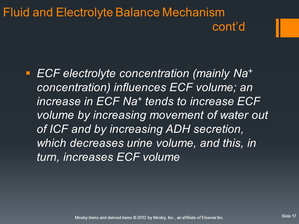 Fluid and Electrolyte Balance Mechanism cont’d