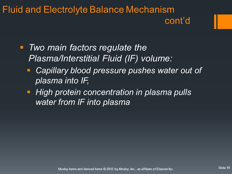 Fluid and Electrolyte Balance Mechanism cont’d