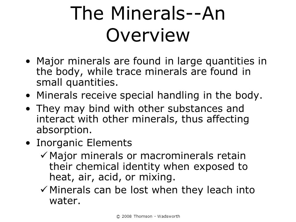 The Minerals--An Overview