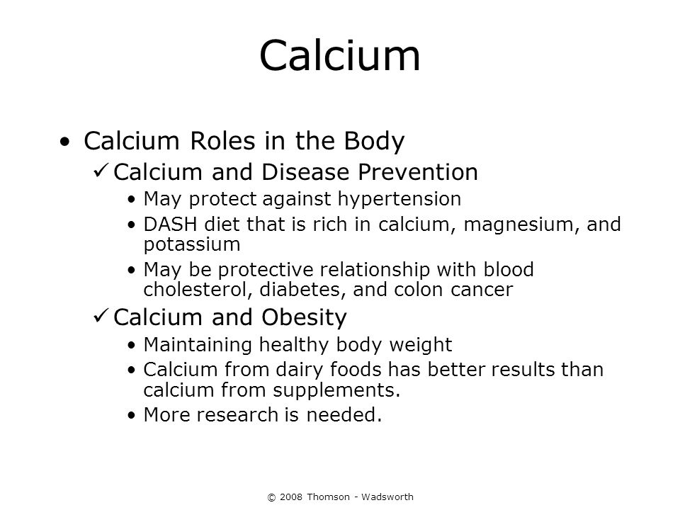Calcium Calcium Roles in the Body Calcium and Disease Prevention