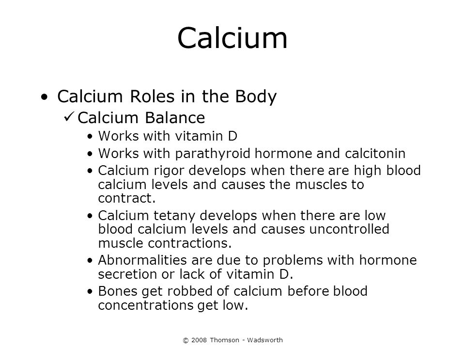 Calcium Calcium Roles in the Body Calcium Balance Works with vitamin D