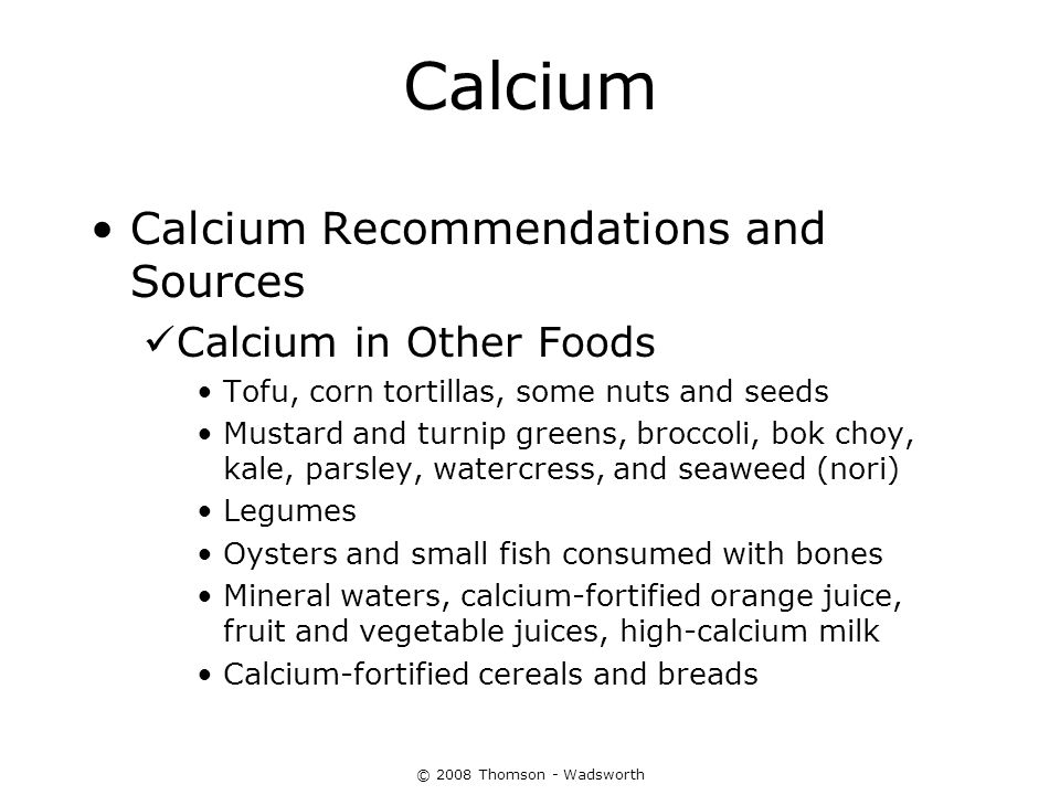 Calcium Calcium Recommendations and Sources Calcium in Other Foods
