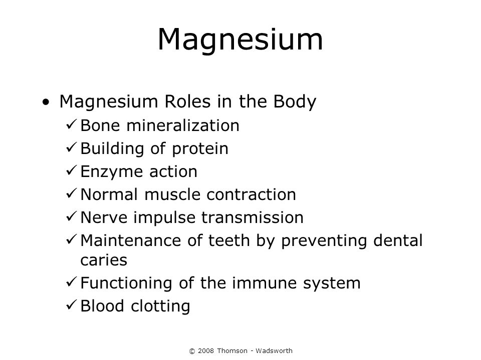 Magnesium Magnesium Roles in the Body Bone mineralization