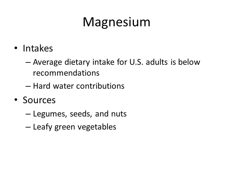 Magnesium Intakes Sources