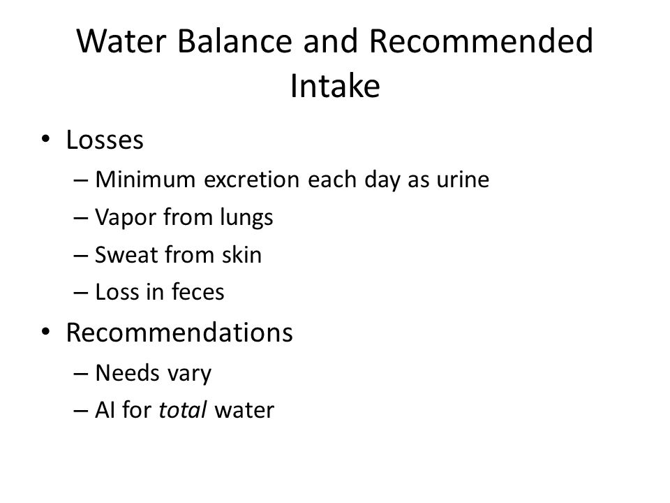 Water Balance and Recommended Intake