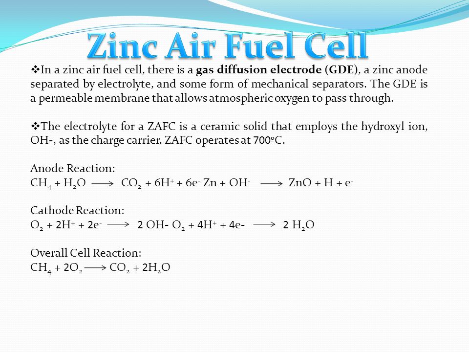 Zinc Air Fuel Cell