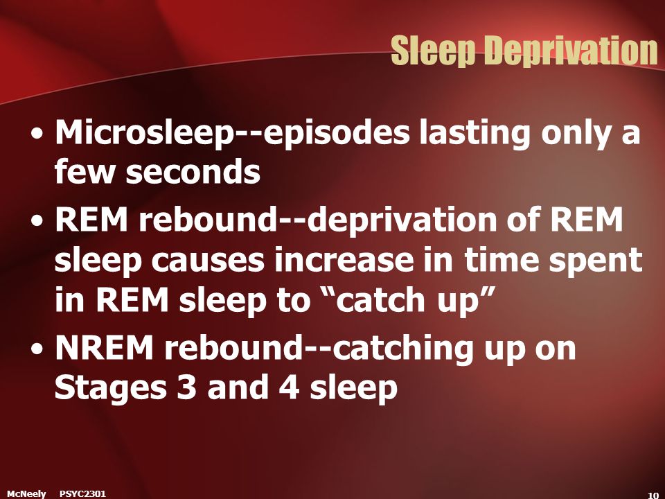 Sleep Deprivation Microsleep--episodes lasting only a few seconds
