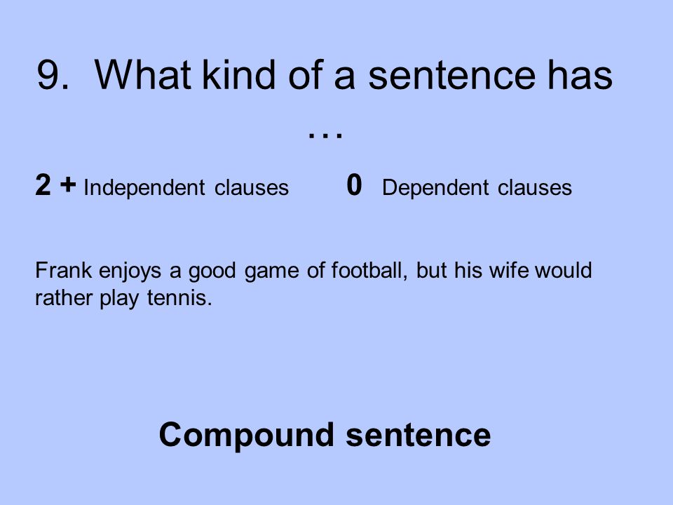 9. What kind of a sentence has …