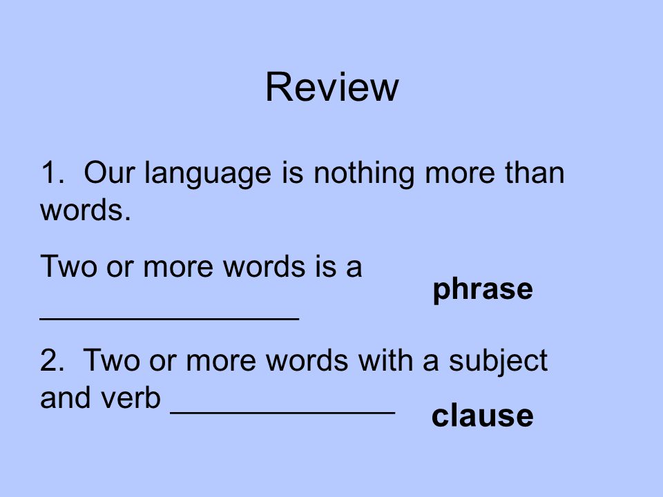 Review clause 1. Our language is nothing more than words.