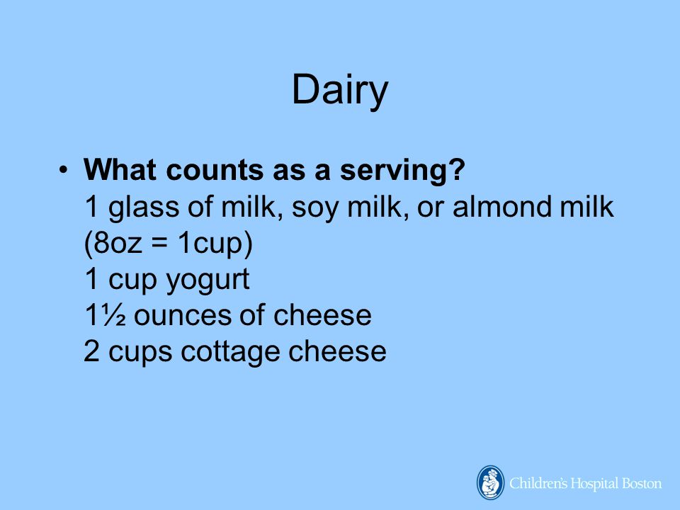 Dairy What counts as a serving.