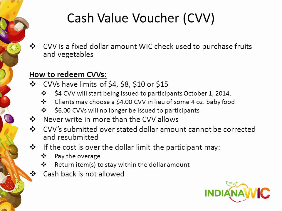 Cash Value Voucher (CVV)