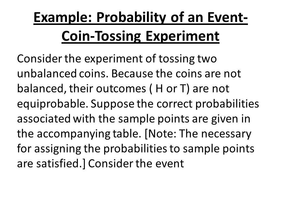Example: Probability of an Event-Coin-Tossing Experiment