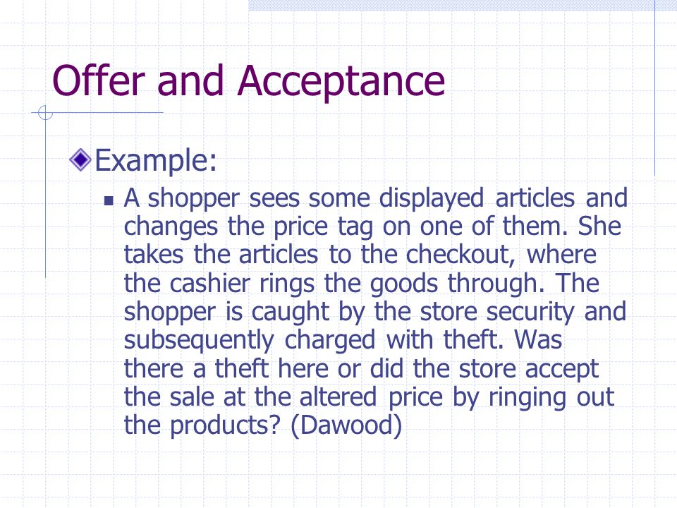 offer and acceptance examples