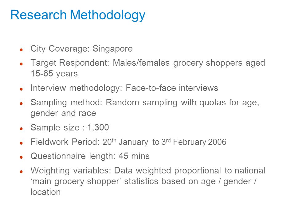 Research Methodology City Coverage: Singapore
