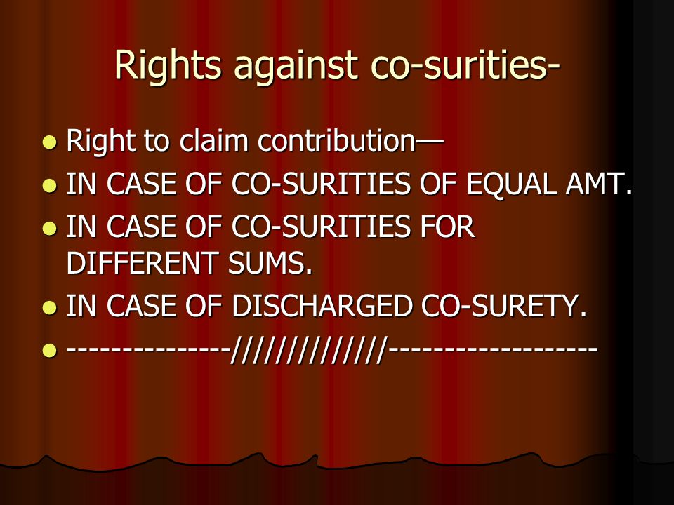 Rights against co-surities-