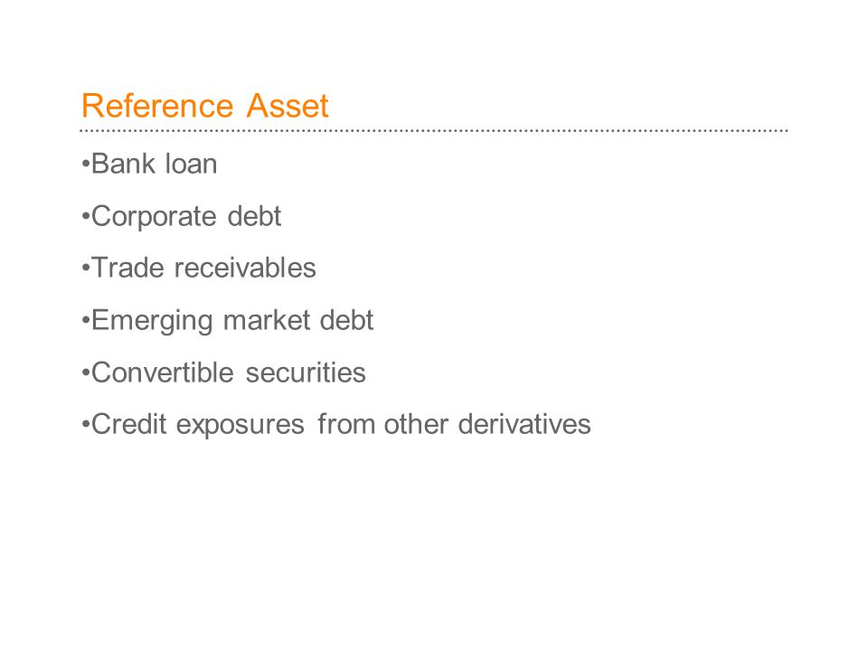 Reference Asset Bank loan Corporate debt Trade receivables