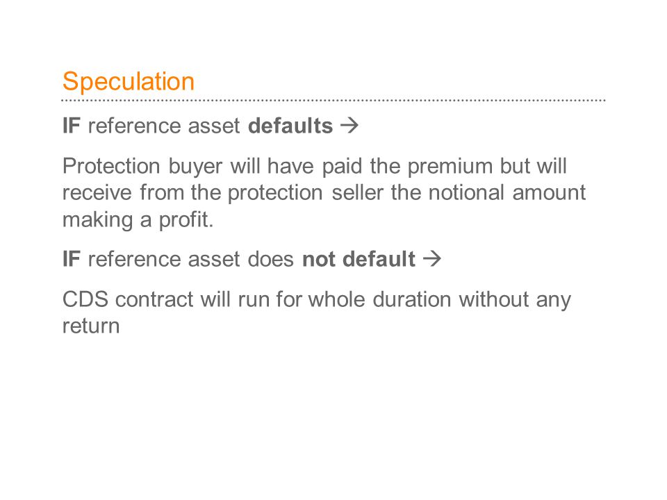 Speculation IF reference asset defaults 