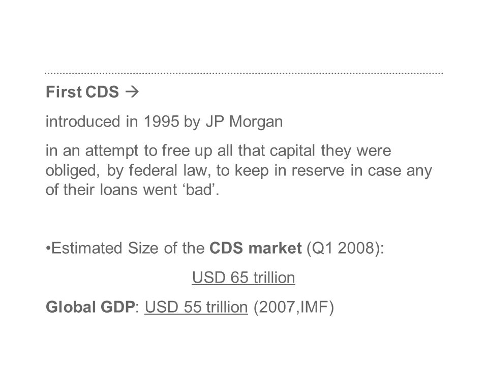 First CDS  introduced in 1995 by JP Morgan.
