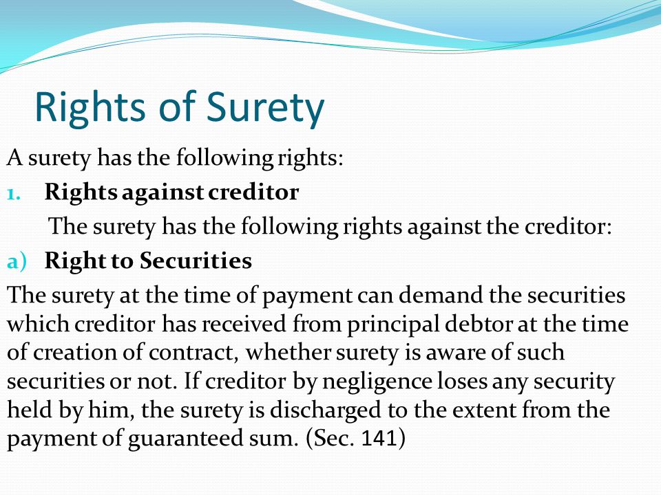 rights of creditor in contract of guarantee