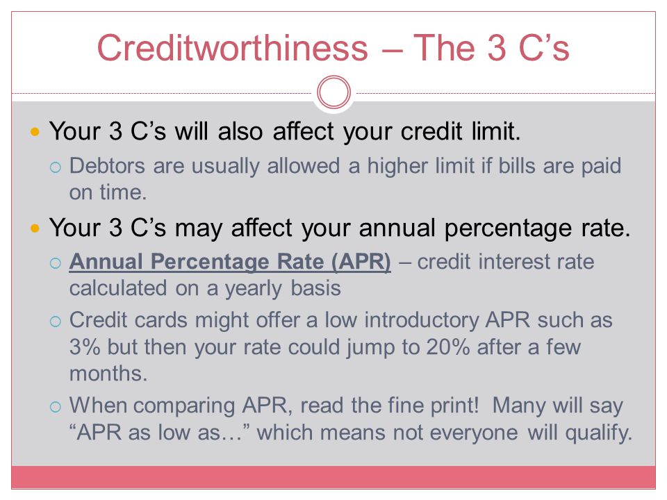 Creditworthiness – The 3 C’s