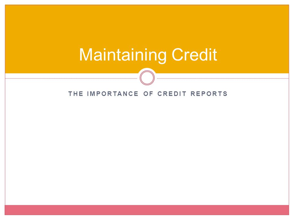 The Importance of Credit Reports