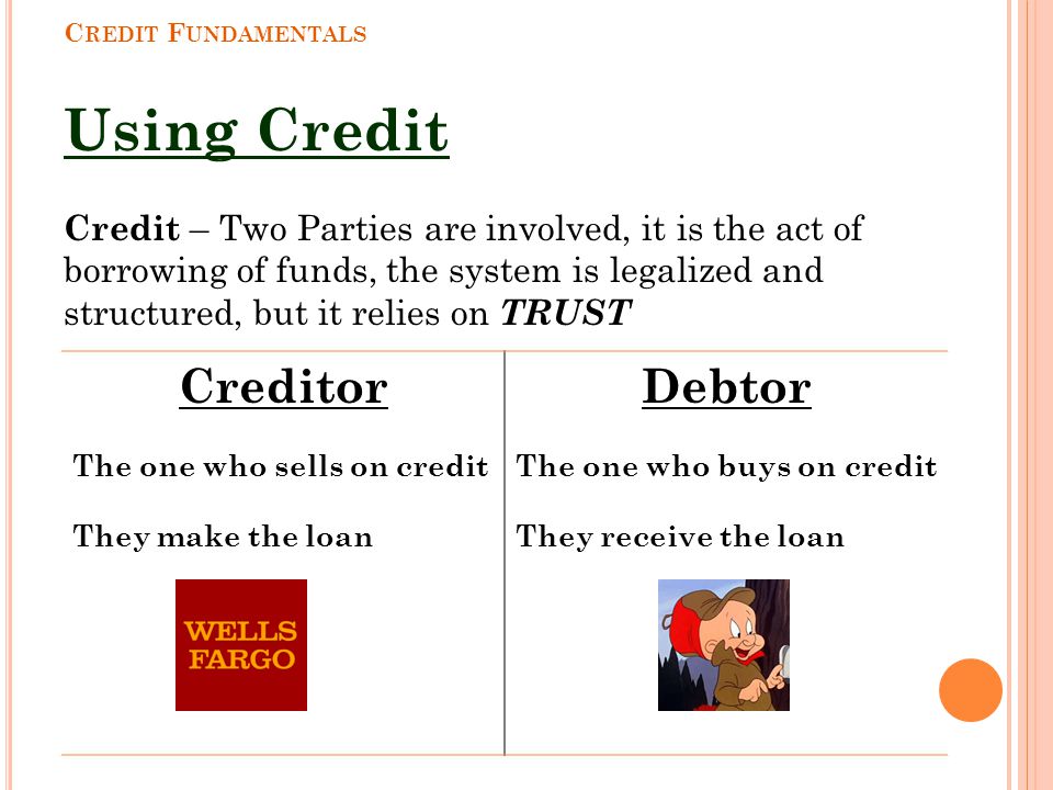 Using Credit Creditor Debtor