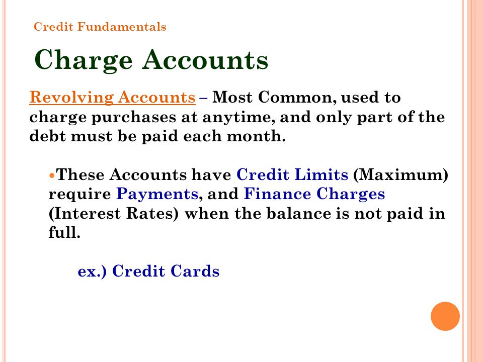 Credit Fundamentals Charge Accounts.