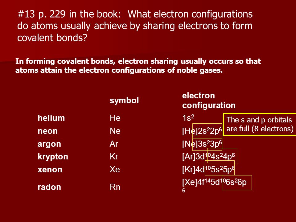 #13 p. 229 in the book: What electron configurations